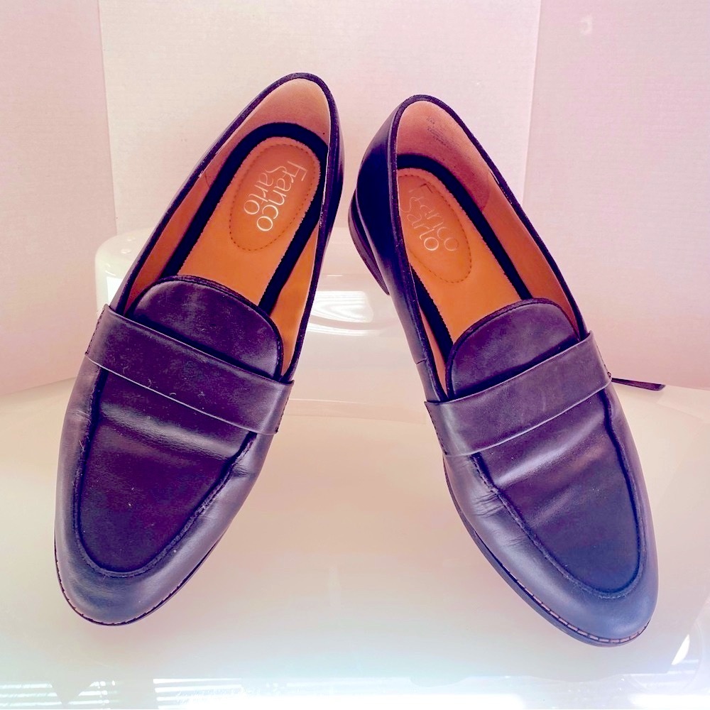 Franco Sarto Black Leather Slip-On Size8 M Bus/casual Comfy Everyday Loafers - Picture 2 of 10